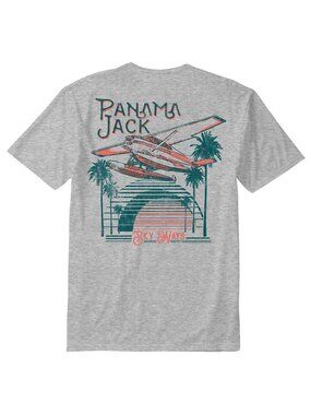 Panama Jack Men's Float Plane Short Sleeve Tee Shirt Gray Size XL NWT